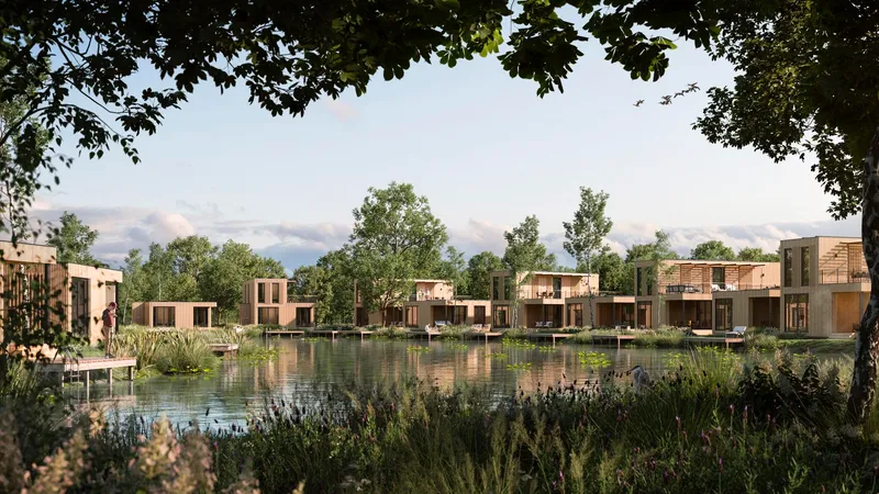 Moderne waterlodges direct aan het water op vakantiepark Landal De Wedderplassen in Groningen.