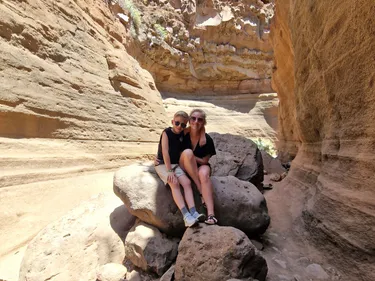 Poseren in Barranco de las Vacas, een kloof op Gran Canaria